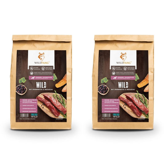 Adult Trockenfutter Sparpack 2 x 2 kg mit Wild - getreidefrei-Hundespielzeug-Wildfang-