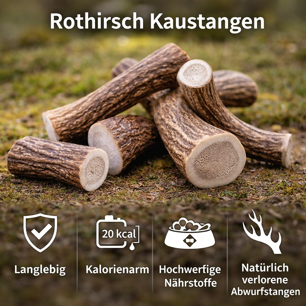Kaugeweih Rothirsch mit Lachsöl - 3er Set-Hundespielzeug-Wildfang-