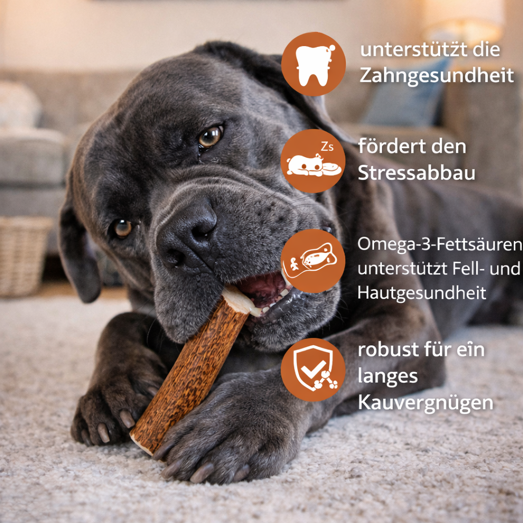 Kaugeweih Rothirsch mit Lachsöl - 3er Set-Hundespielzeug-Wildfang-