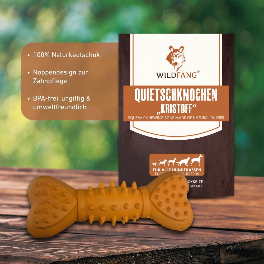 Kauspielzeug Quietschknochen "Kristoff" - 100% Naturkautschuk-Hundespielzeug-Wildfang-