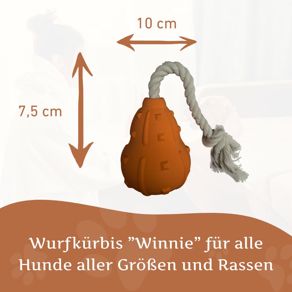 Kauspielzeug Wurfkürbis "Winnie" - 100% Naturkautschuk-Hundespielzeug-Wildfang-