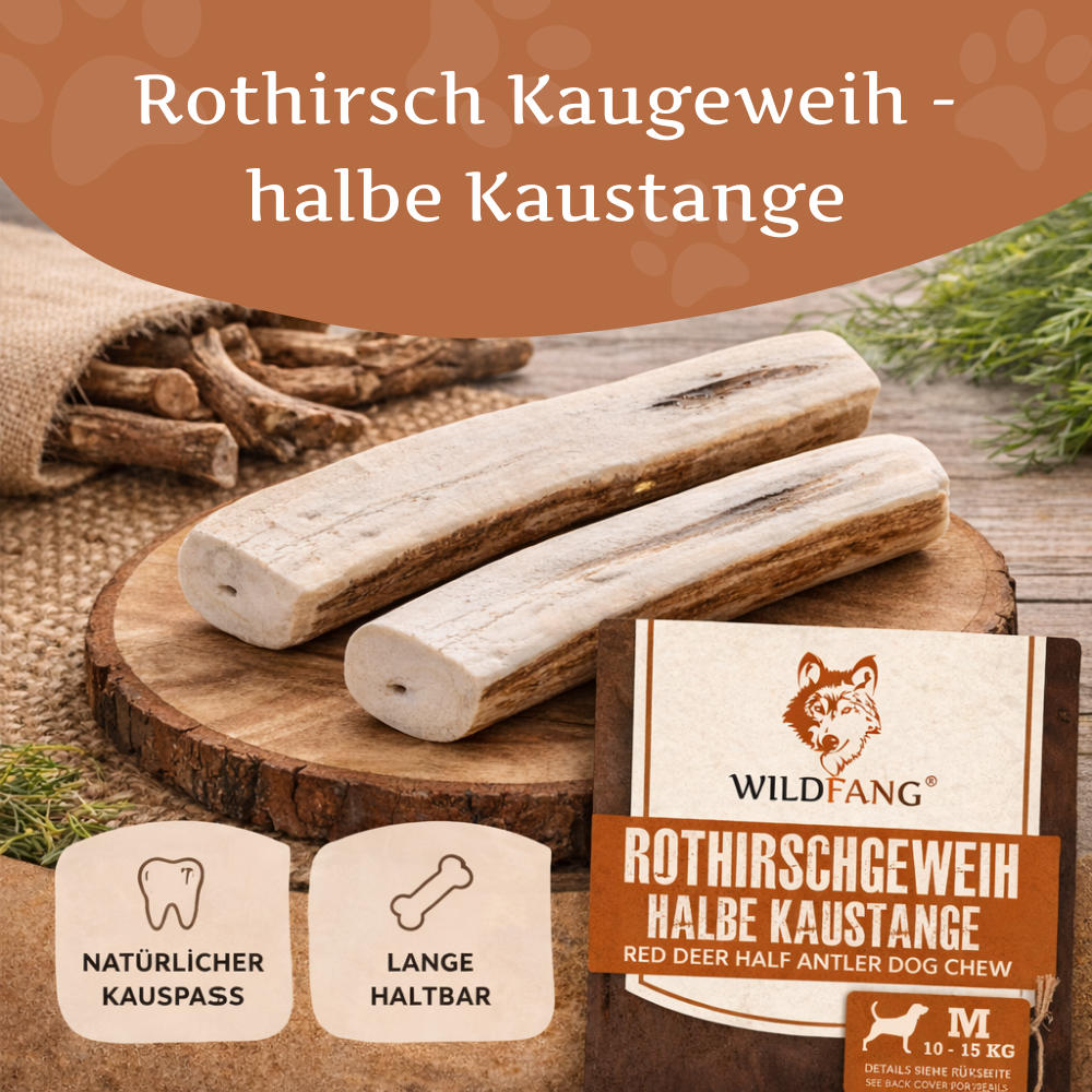 Rothirsch Kaugeweih - halbe Kaustange - 3er Set-Hundespielzeug-Wildfang-