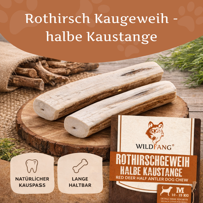 Rothirsch Kaugeweih - halbe Kaustange - 3er Set-Hundespielzeug-Wildfang-