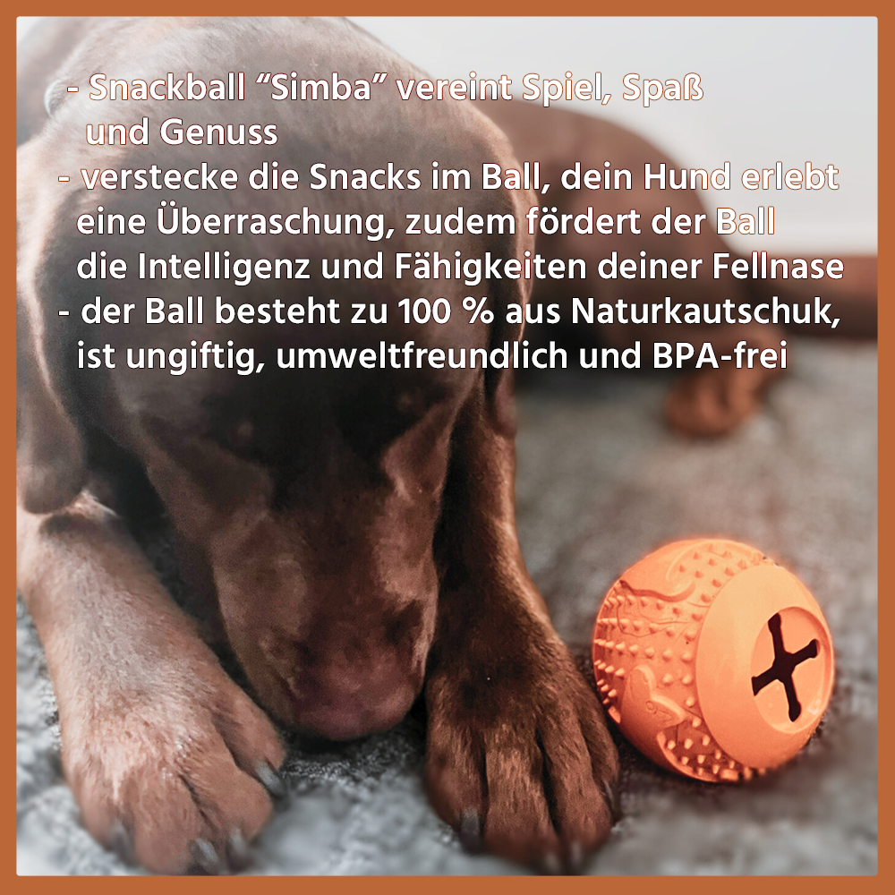 Kauspielzeug Snackball "Simba" - 100% Naturkautschuk-Hundespielzeug-Wildfang-