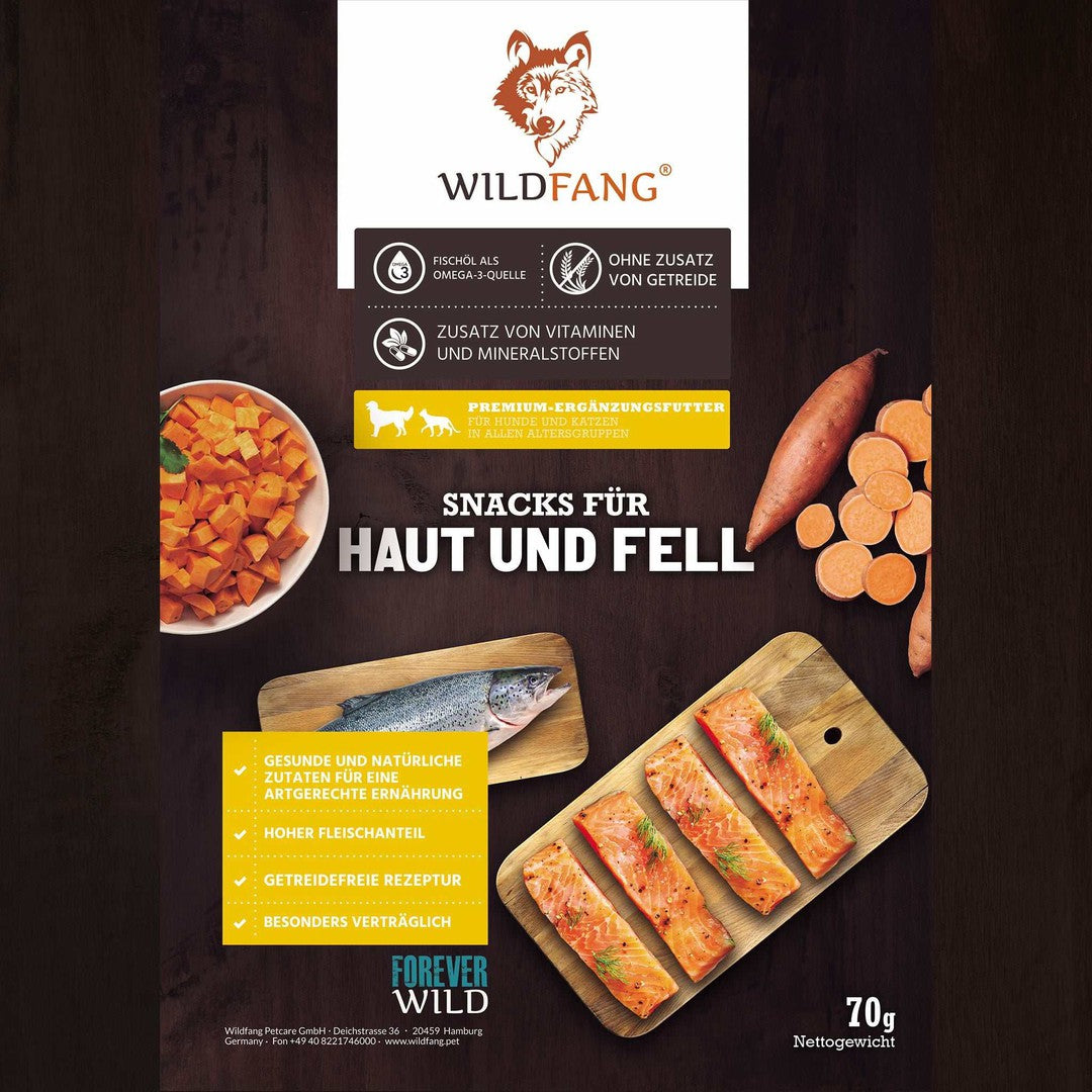 Snacks für Haut und Fell - getreidefrei - 3er Set-Leckerbissen für Hunde-Wildfang-