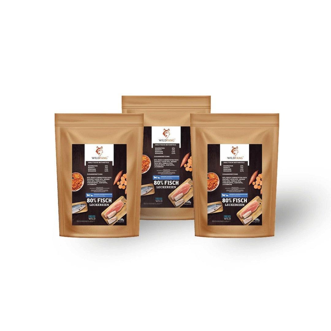 Snacks mit 80% Fisch - 3er Set-Leckerbissen für Hunde-Wildfang-