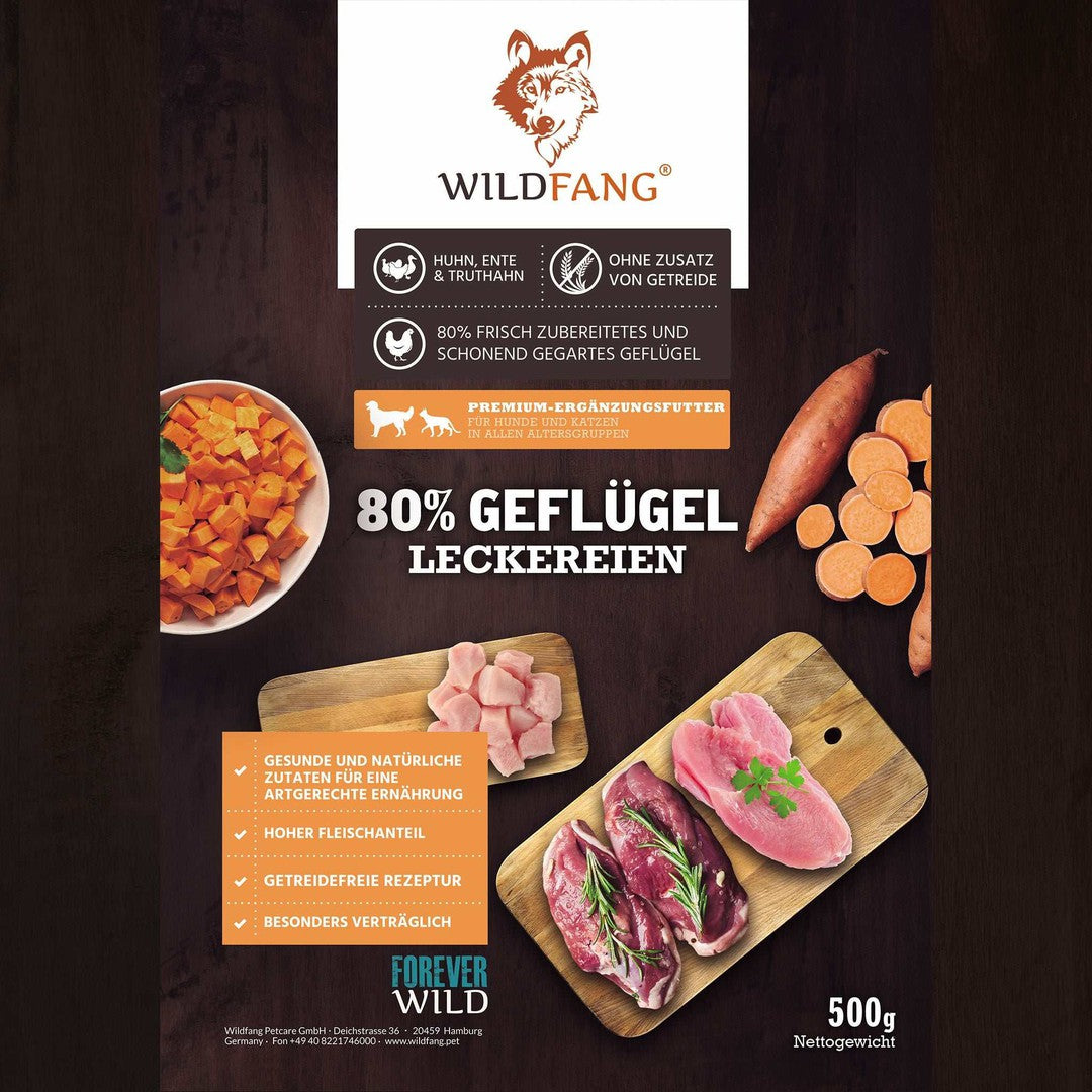 Snacks mit 80% Geflügel - getreidefrei - 3er Set-Leckerbissen für Hunde-Wildfang-