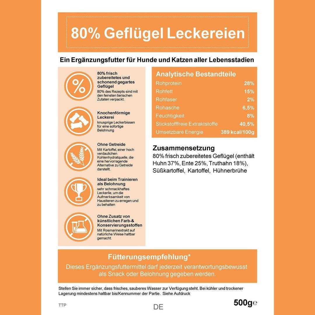 Snacks mit 80% Geflügel - getreidefrei - 3er Set-Leckerbissen für Hunde-Wildfang-