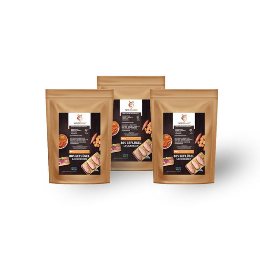 Snacks mit 80% Geflügel - getreidefrei - 3er Set-Hundefutter-Wildfang-