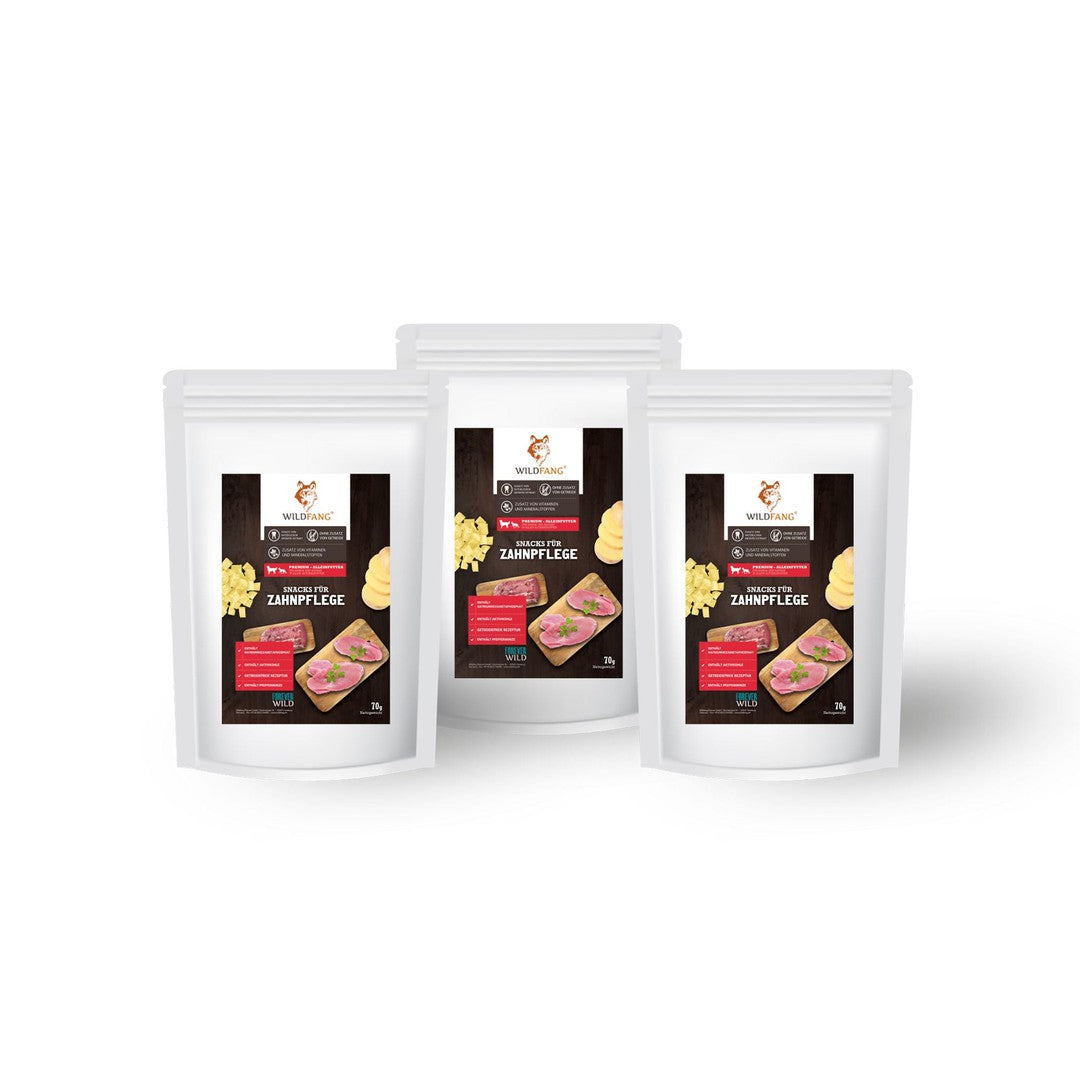 Zahnpflege Snacks - getreidefrei - 3er Set-Hundefutter-Wildfang-