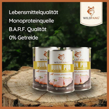 Nassfutter Huhn pur - BARF Qualität - 6er Set-Hundefutter-Wildfang-