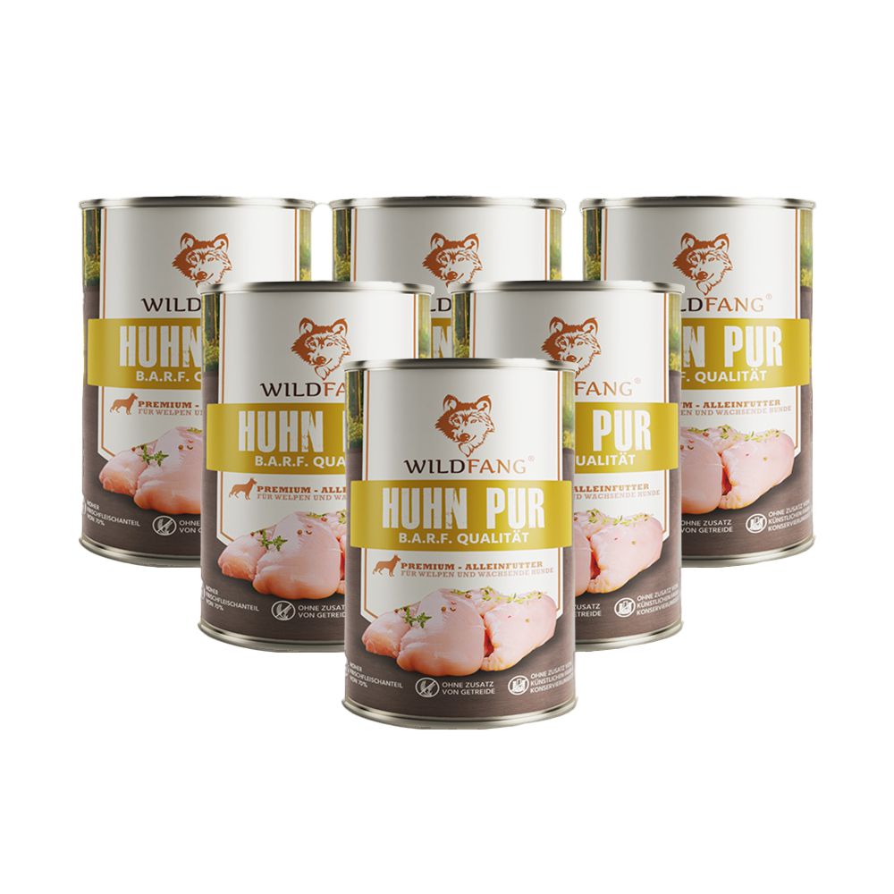 Nassfutter Huhn pur - BARF Qualität - 6er Set-Hundefutter-Wildfang-