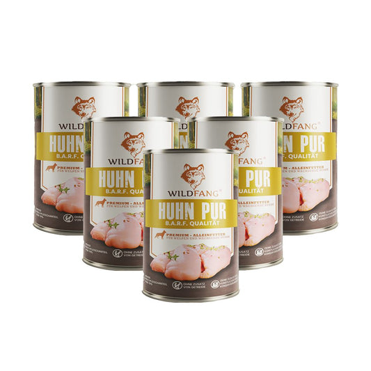 Nassfutter Huhn pur - BARF Qualität - 6er Set-Hundefutter-Wildfang-