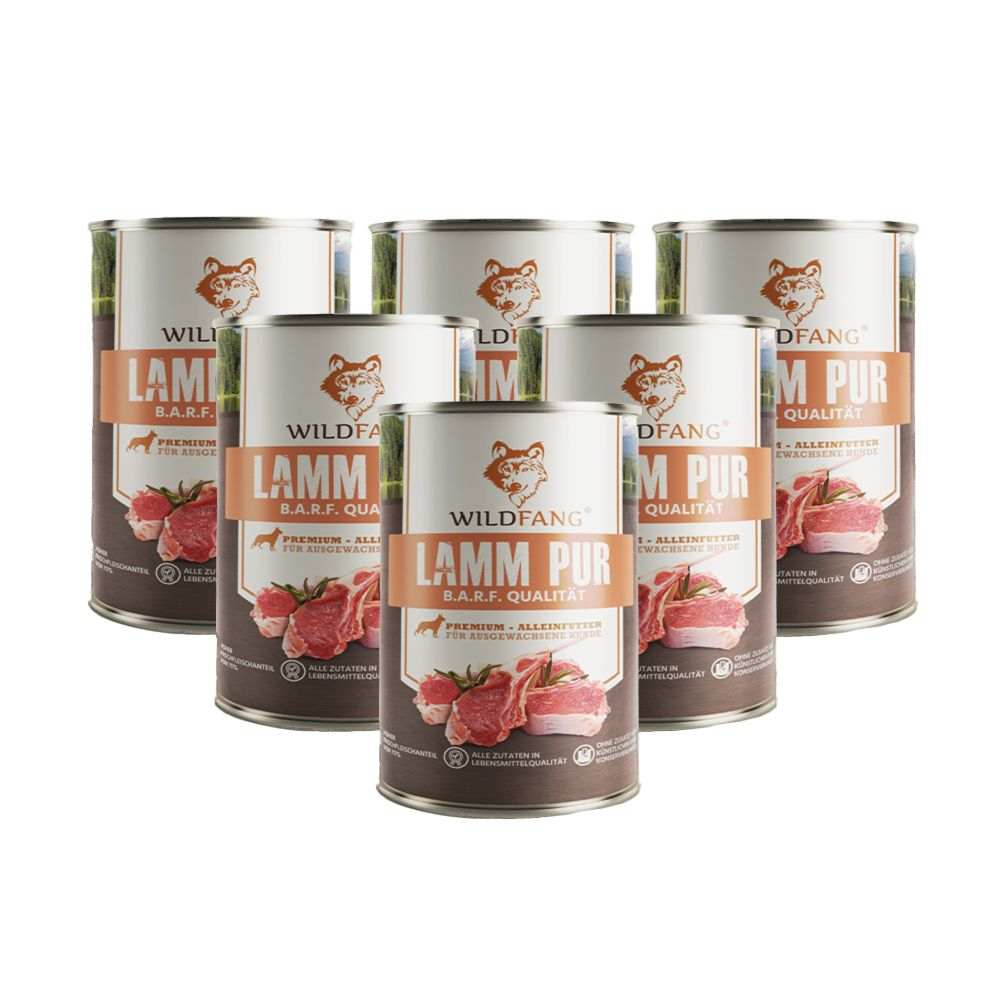 Nassfutter Lamm pur - BARF Qualität - 6er Set-Hundefutter-Wildfang-