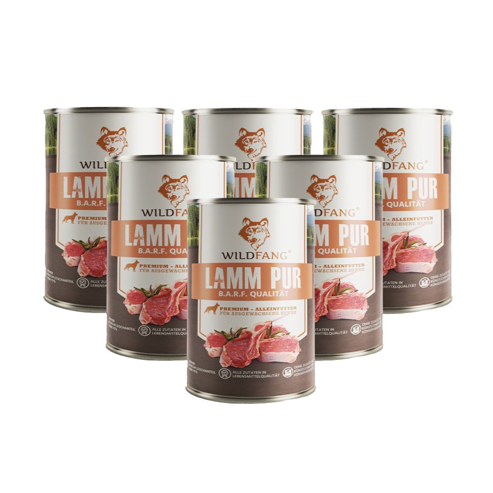 Nassfutter Lamm pur - BARF Qualität - 6er Set-Hundefutter-Wildfang-