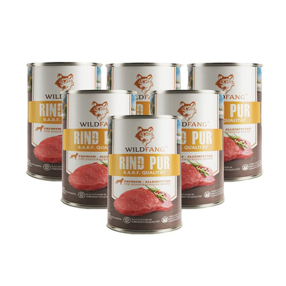 Nassfutter Rind pur - BARF Qualität - 6er Set-Hundefutter-Wildfang-