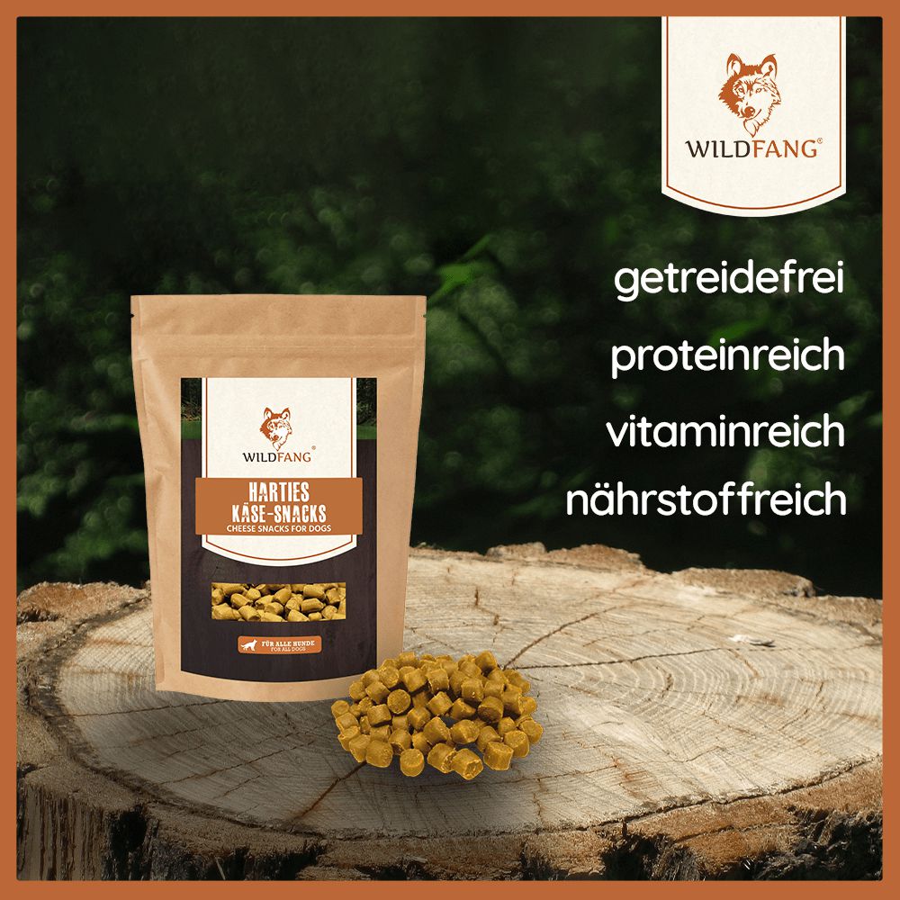 Käse Snack Mix - Harties, Softies & Brocken - getreidefrei-Leckerbissen für Hunde-Wildfang-3er Pack-